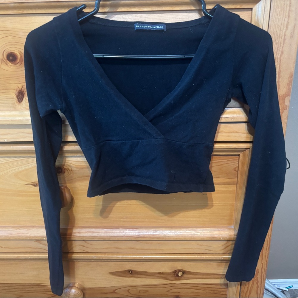 Brandy Melville Black Wrap Blouse